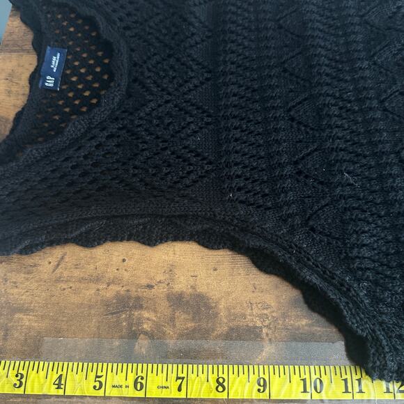 Gap 100 Cotton Crochet Tank Top XL Black Cropped Boho Festival Cottagecore EUC - Picture 5 of 8